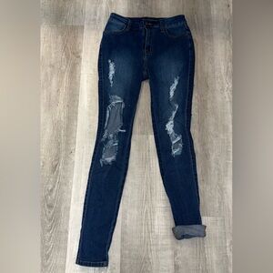 Women's Distressed Blue Jeans